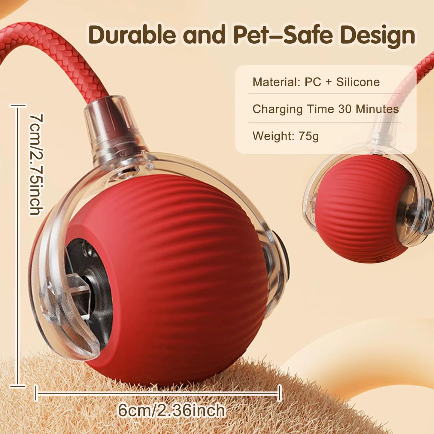 Engaging Automatic Rolling Cat Ball Toy with Faux Tail - Rechargeable Interactive Pet Training Tool