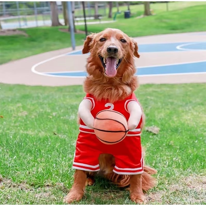 Adorable Dog Basketball Costume with Matching Ball - Perfect for Small Dogs and Fun Occasions!