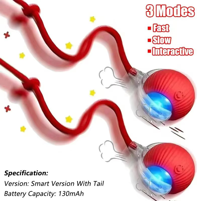 Engaging Automatic Rolling Cat Ball Toy with Faux Tail - Rechargeable Interactive Pet Training Tool