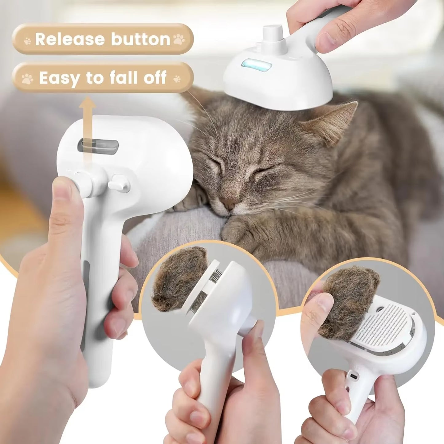 Revolutionary 3-in-1 Cat Steam Brush: Electric Spray Grooming Comb for Effortless Pet Care and Relaxation