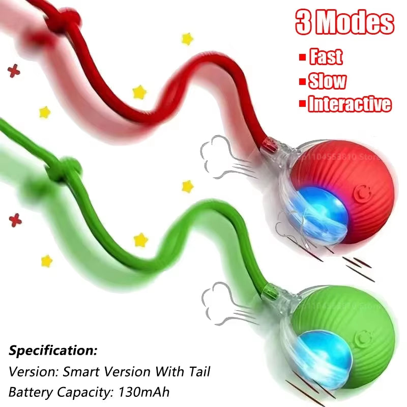 Engaging Automatic Rolling Cat Ball Toy with Faux Tail - Rechargeable Interactive Pet Training Tool