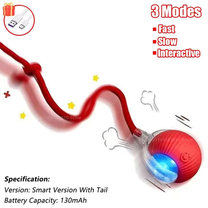 Engaging Automatic Rolling Cat Ball Toy with Faux Tail - Rechargeable Interactive Pet Training Tool