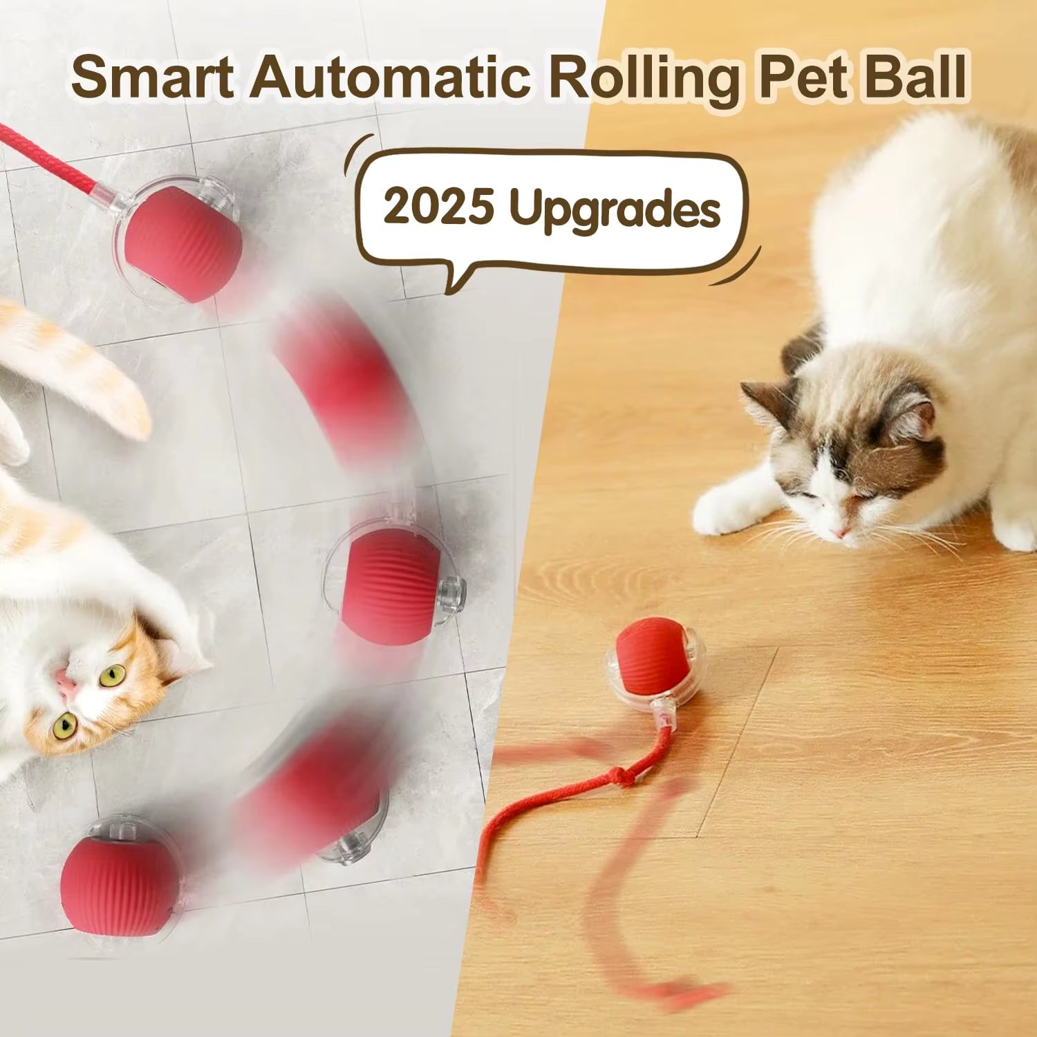 Engaging Automatic Rolling Cat Ball Toy with Faux Tail - Rechargeable Interactive Pet Training Tool