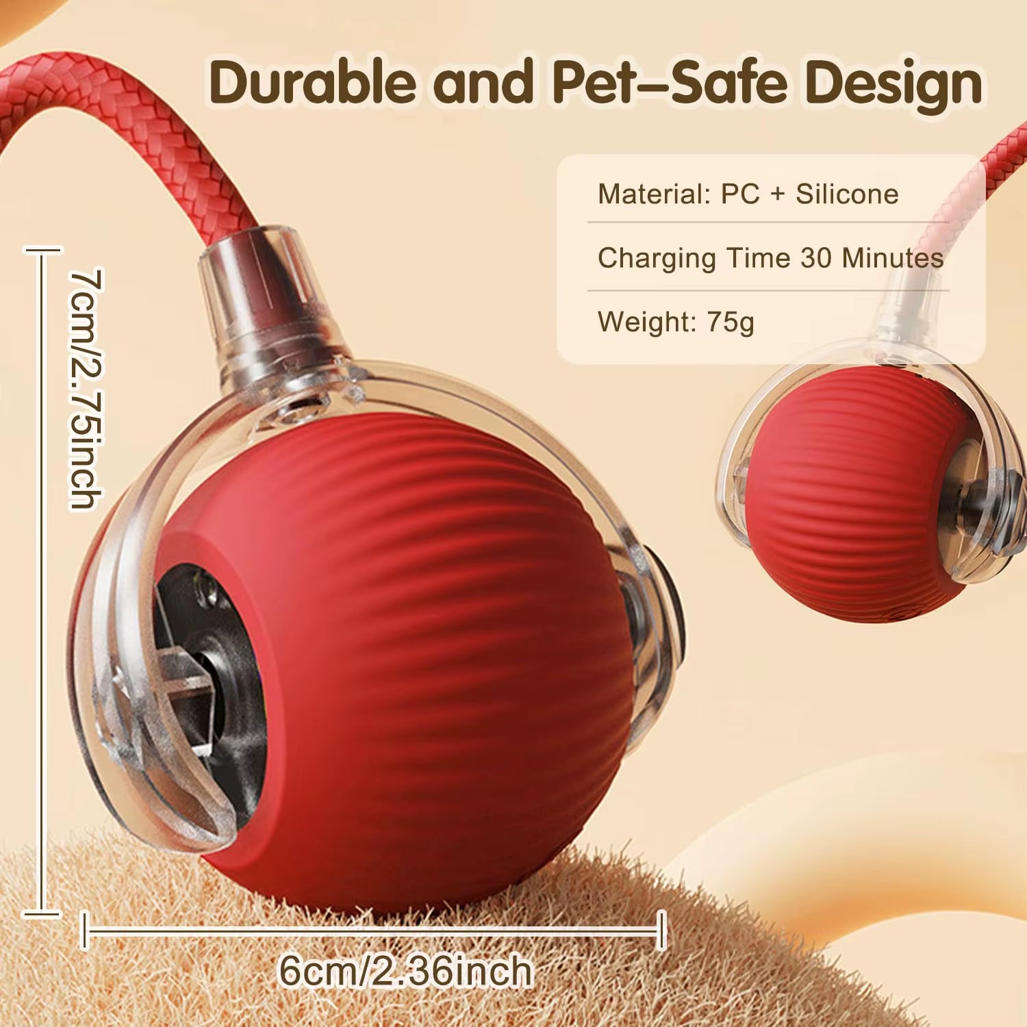 Engaging Automatic Rolling Cat Ball Toy with Faux Tail - Rechargeable Interactive Pet Training Tool