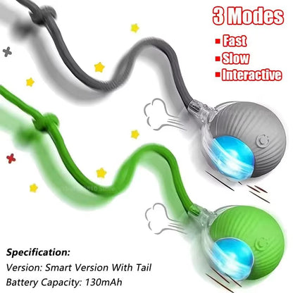 Engaging Automatic Rolling Cat Ball Toy with Faux Tail - Rechargeable Interactive Pet Training Tool