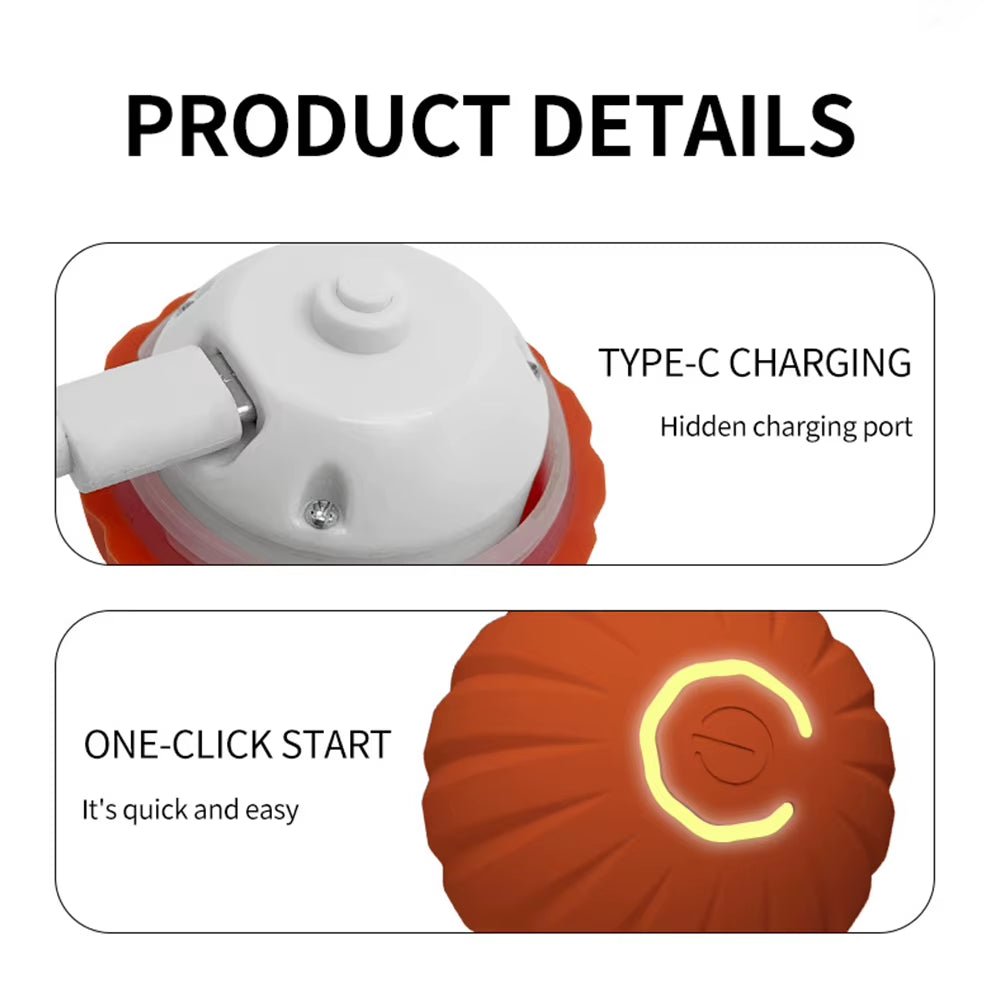 Interactive USB Rechargeable Automatic Rolling Cat Ball - The Ultimate Playtime Companion for Kittens and Dogs