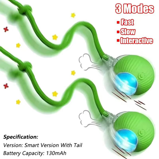 Engaging Automatic Rolling Cat Ball Toy with Faux Tail - Rechargeable Interactive Pet Training Tool