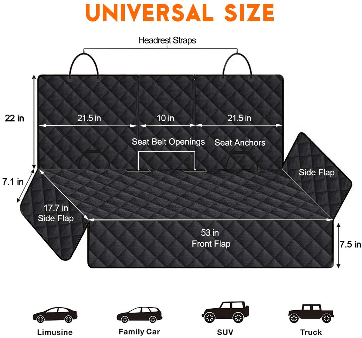 Ultimate Waterproof Dog Car Seat Cover - Universal Fit for All Vehicles with Adjustable Straps & Non-Slip Backing