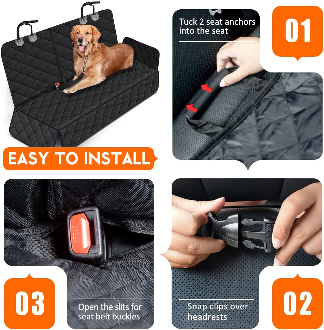 Ultimate Waterproof Dog Car Seat Cover - Universal Fit for All Vehicles with Adjustable Straps & Non-Slip Backing