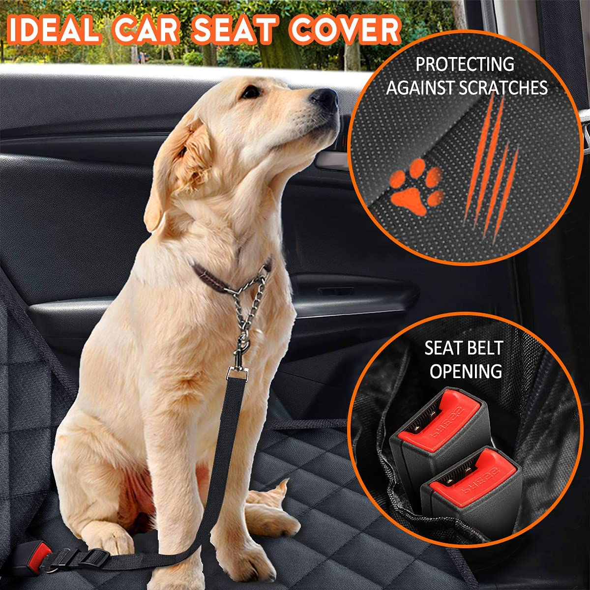 Ultimate Waterproof Dog Car Seat Cover - Universal Fit for All Vehicles with Adjustable Straps & Non-Slip Backing