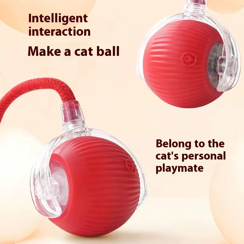 Engaging Automatic Rolling Cat Ball Toy with Faux Tail - Rechargeable Interactive Pet Training Tool