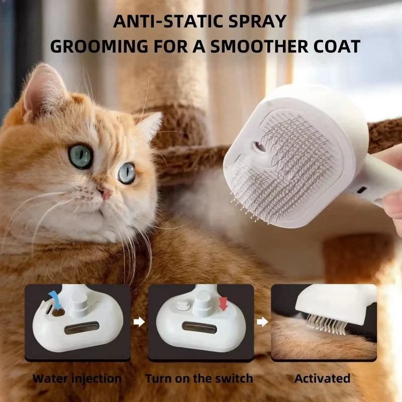 Revolutionary 3-in-1 Cat Steam Brush: Electric Spray Grooming Comb for Effortless Pet Care and Relaxation