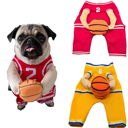 Adorable Dog Basketball Costume with Matching Ball - Perfect for Small Dogs and Fun Occasions!