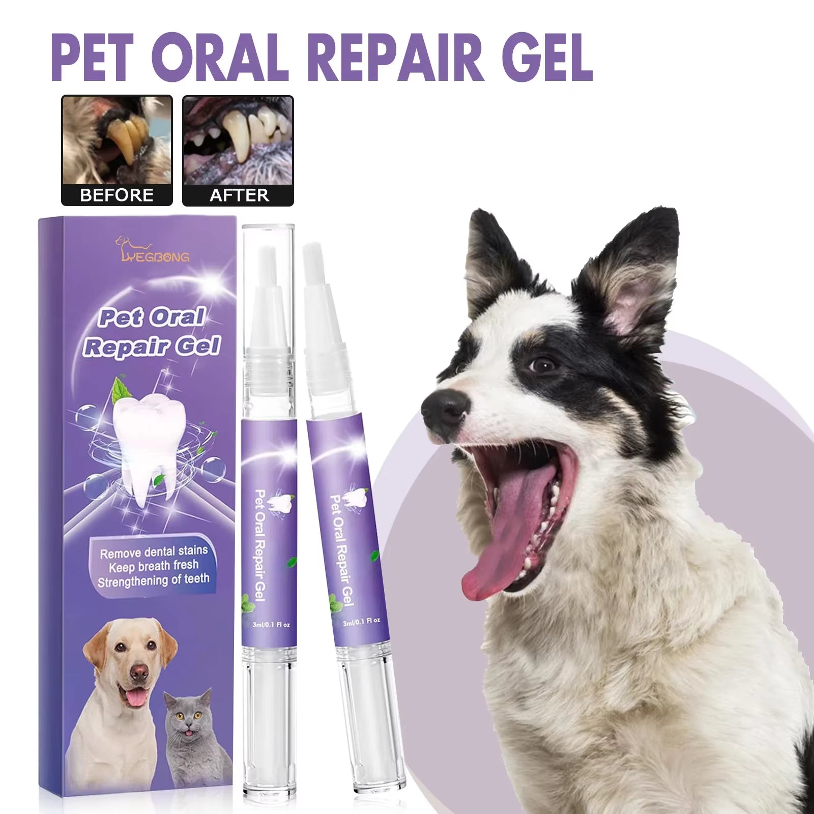 Revolutionary Pet Teeth Cleaning Pen - Natural Oral Repair Gel for Dogs and Cats - Effortless Dental Care Tool for Pet Owners